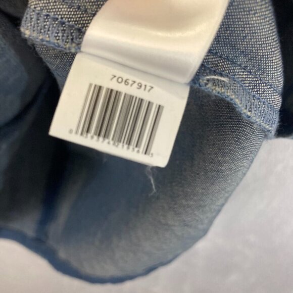 CECE Den Embroidered 3/4 Sleeve Chambray Shift Dress Size 10 Floral Boxy Denim - Picture 13 of 15